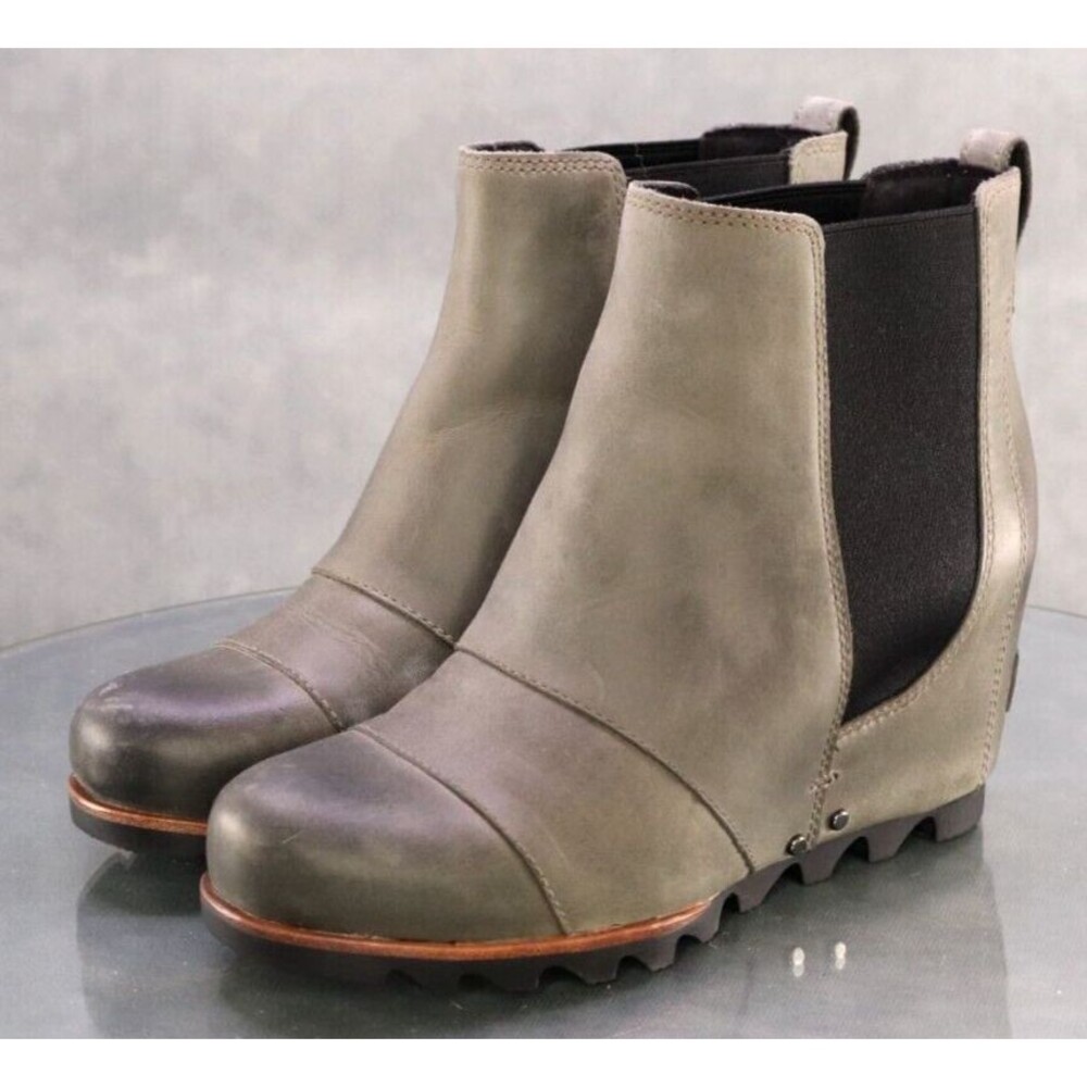 Sorel Lea $240 Women's Waterproof Booties Boots Size 6.5 Leather Gray